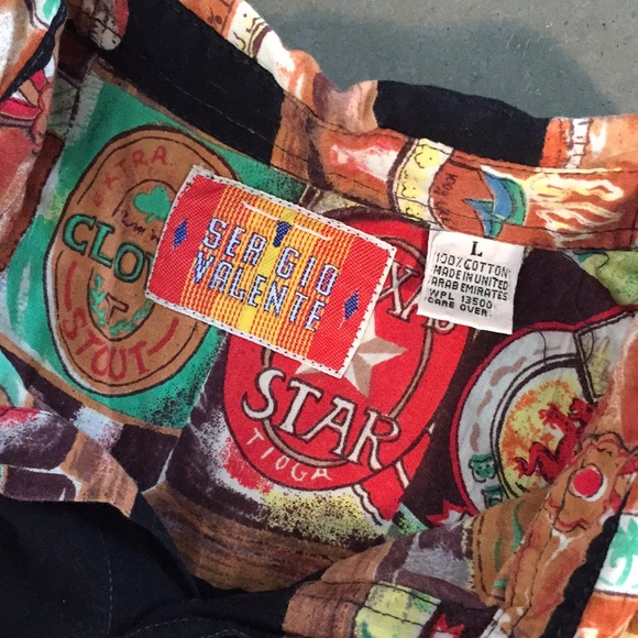 Vintage Sergio Valente Beer Print Button Down Shirt - Picture 3 of 6